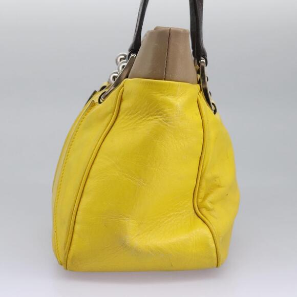 CELINE Hand Bag Leather Yellow Brown Silver - Picture 4 of 13